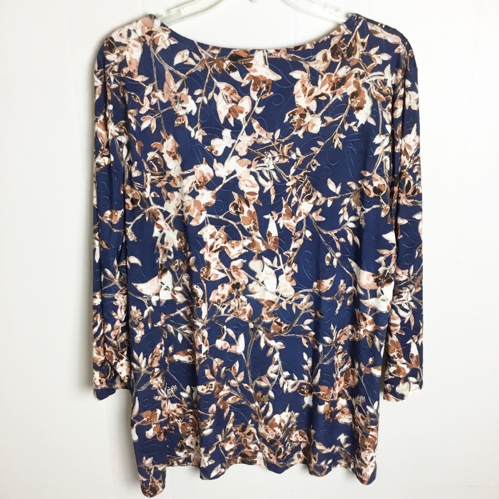 JM Collection Macy’s Plus Size XXL Top 3/4 Sleeve Floral - Picture 5 of 5